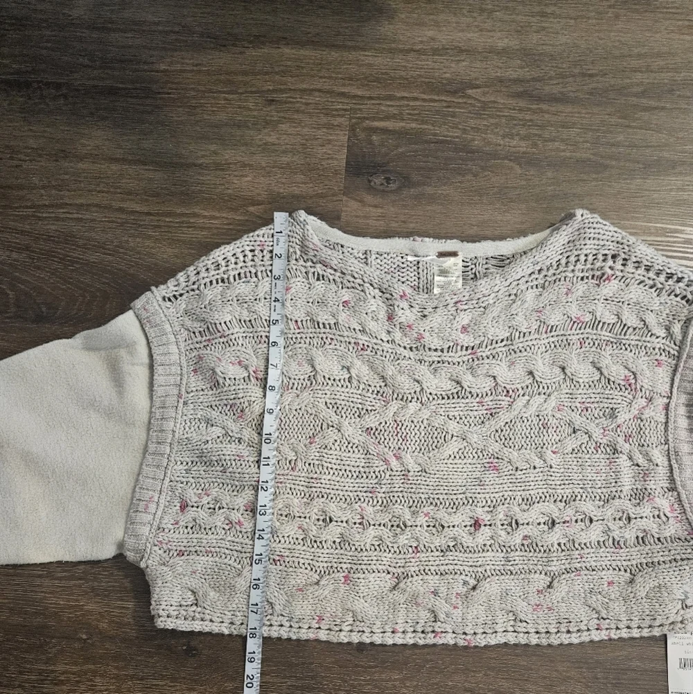NWT Free People Honey Cable Pullover Sweater Shell White Cream XS